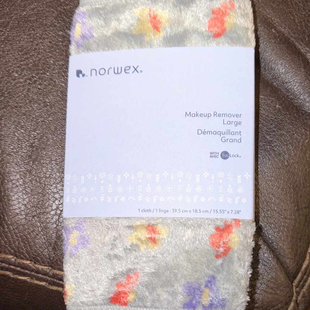 Norwex Makeup Remover Cloth with Orange and Purple Floral Accents